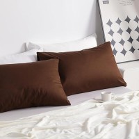 Ntbay Queen Cotton Pillowcases - Envelope Closure 20X30 Pillowcases Set Of 2  Breathable And Soft Bed Pillow Cases  Brown