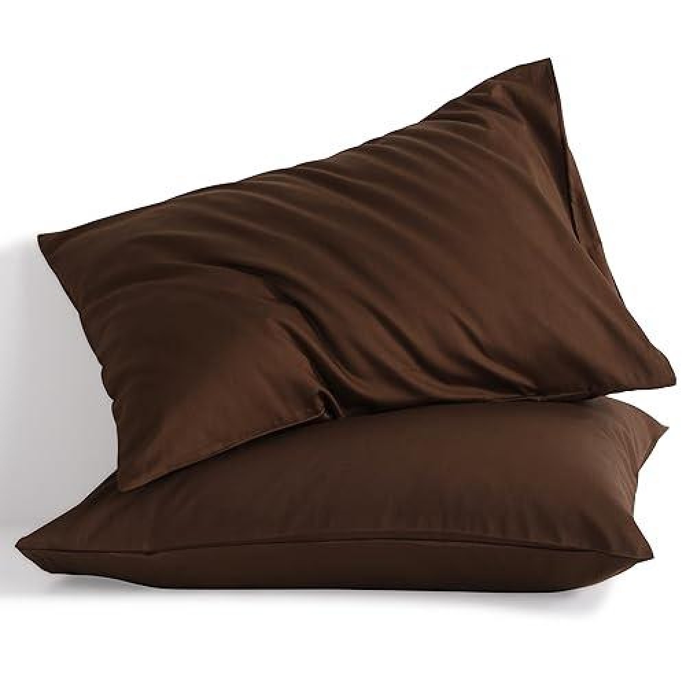 Ntbay Standard Cotton Pillowcases - Envelope Closure 20X26 Pillowcases Set Of 2  Breathable And Soft Bed Pillow Cases  Brown