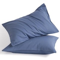 Ntbay Standard Cotton Pillowcases - Envelope Closure 20X26 Pillowcases Set Of 2  Breathable And Soft Bed Pillow Cases  Denim Blue