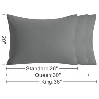 Ntbay Standard Cotton Pillowcases - Envelope Closure 20X26 Pillowcases Set Of 2  Breathable And Soft Bed Pillow Cases  Grey