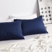 Ntbay Queen Cotton Pillowcases - Envelope Closure 20X30 Pillowcases Set Of 2  Breathable And Soft Bed Pillow Cases  Navy Blue