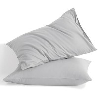 Ntbay Queen Cotton Pillowcases - Envelope Closure 20X30 Pillowcases Set Of 2  Breathable And Soft Bed Pillow Cases  Light Grey