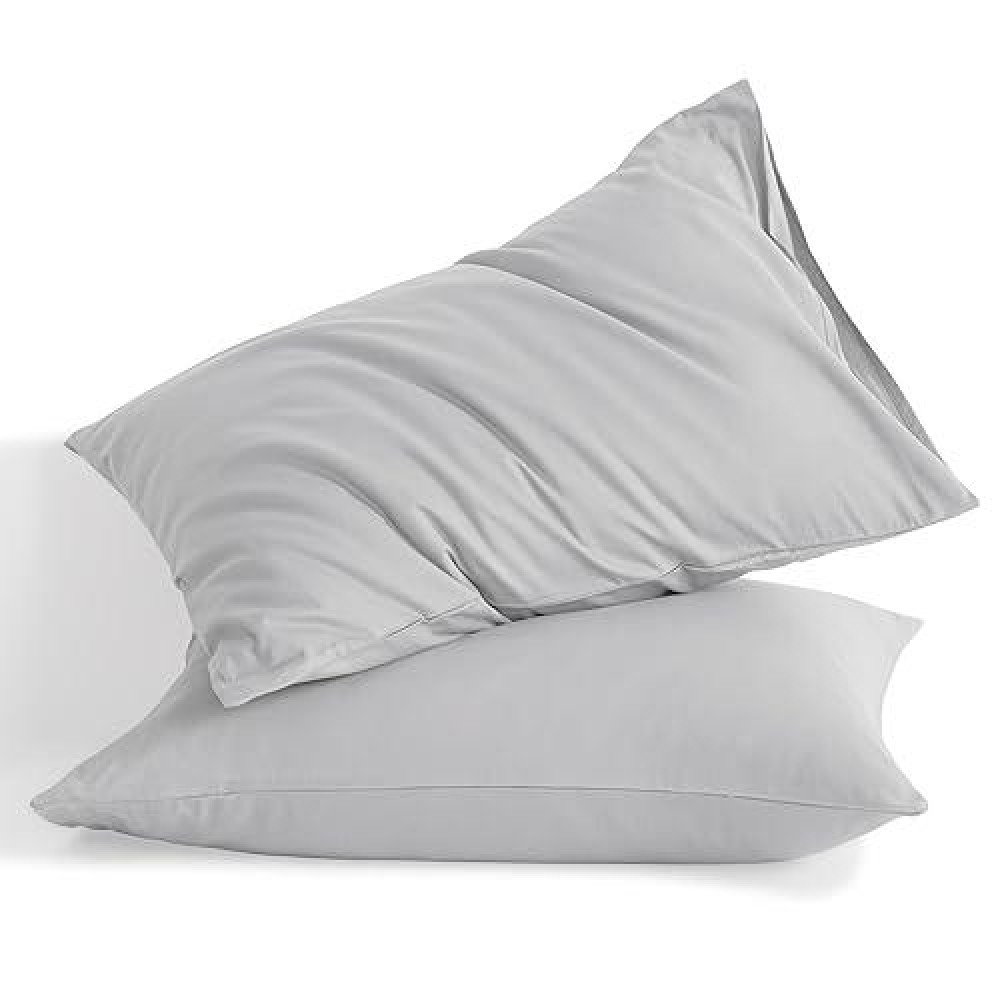 Ntbay King Cotton Pillowcases - Envelope Closure 20X36 Pillowcases Set Of 2  Breathable And Soft Bed Pillow Cases  Light Grey