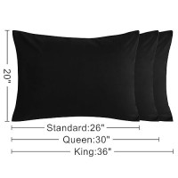 Ntbay Standard Cotton Pillowcases - Envelope Closure 20X26 Pillowcases Set Of 2  Breathable And Soft Bed Pillow Cases  Black