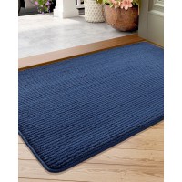 Colorgeometry Door Mat Indoor Entrance Dirt Trapper Absorbent Non Slip Washable Doormat 24X36 Indoor Door Mat Navy Blu