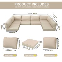 Glikur Outdoor Furniture Replacement Cushions, Waterproof Patio Furniture Cushions, Patio Water-Resistant Replacement Sofa Cushions, 6-Seat Sectional Deep Seat Patio Cushions (Color : Beige)