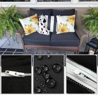 Flymei Patio Cushion Covers 20X20X2 Waterproof Outdoor Cushion Cover Replacement 4Packs Outdoor Seat Cushion Slipcover For Outdoor Rattan Chair Sofa  Black