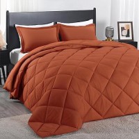 Downluxe Queen Comforter Set Burnt Orange Comforter Set Queen 3 Pieces Solid Comforter Set Queen Size For All Seasons 1 Ligh