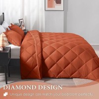 Downluxe Queen Comforter Set Burnt Orange Comforter Set Queen 3 Pieces Solid Comforter Set Queen Size For All Seasons 1 Ligh