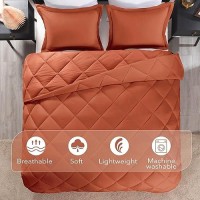 Downluxe Queen Comforter Set Burnt Orange Comforter Set Queen 3 Pieces Solid Comforter Set Queen Size For All Seasons 1 Ligh