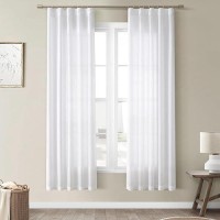 Joywell Hook Belt Linen Semi Sheer Curtains Inches Length Long Rod Pocketback Tabhook Beltclip Rings Window Curtains Drapes F