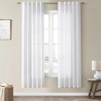 Joywell Hook Belt Linen Semi Sheer Curtains Inches Length Long Rod Pocketback Tabhook Beltclip Rings Window Curtains Drapes F