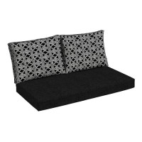 Arden Selections Outdoor Loveseat Cushion Set  48 X 24  Water Repellent  Fade Resistant  Cushion Set For Couch  Bench  And Swing 48 X 24  Black Global Stripe