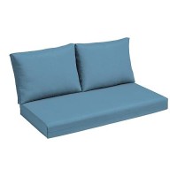 Arden Selections Outdoor Loveseat Cushion Set  48 X 24  Water Repellent  Fade Resistant  Cushion Set For Couch  Bench  And Swing 48 X 24  French Blue Texture