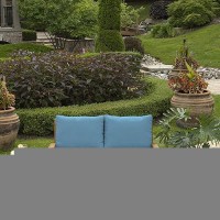 Arden Selections Outdoor Loveseat Cushion Set  48 X 24  Water Repellent  Fade Resistant  Cushion Set For Couch  Bench  And Swing 48 X 24  French Blue Texture