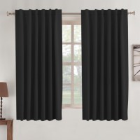 Turquoize Black Blackout Curtains For Bedroom Black Out Curtains 63 Inch Long Thermal Insulated Drapes Back Tab And Rod Pocket B