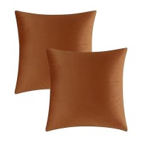 Gigizaza Pack Of 2 Throw Pillow Covers 26X26 Dark Burnt Orange Velvet Decorative Pillows Couch Sofa Covers Bedroom Cojines Para