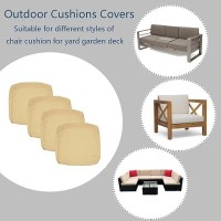 Flymei Patio Cushion Covers 24X22X4 Waterproof Outdoor Cushion Cover Replacement 4Packs Outdoor Seat Cushion Slipcover For Outdo