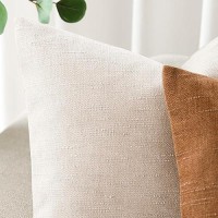 Foindtower Pack Of 2 Soft Textured Throw Decorative Pillow Covers Square Accent Solid Cushion Cover Cozy Farmhouse Pillow Case With Zipper For Couch Sofa Bedroom Living Room 18X18 Inch  Light Beige