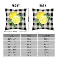 Kwlegh Summer Lemon Pillow Covers Yellow Truck With Yellow Lemon Blossom Throw Pillow Covers Black Buffalo Plaid Cushion Case 18