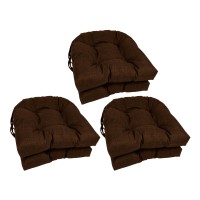 Blazing Needles 16-Inch Solid Rounded Back Tufted Outdoor Chair Cushion, 16 X 16, Cocoa 6 Count
