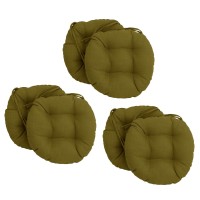Blazing Needles 16-Inch Solid Round Tufted Outdoor Chair Cushion, 16 X 16, Avocado 6 Count