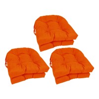 Blazing Needles 16-Inch Solid Rounded Back Tufted Outdoor Chair Cushion, 16 X 16, Tangerine Dream 6 Count