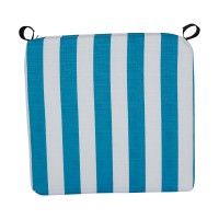 Blazing Needles Square Outdoor Chair Cushion, 20 X 19, Classic Stripe Turquoise 2 Count