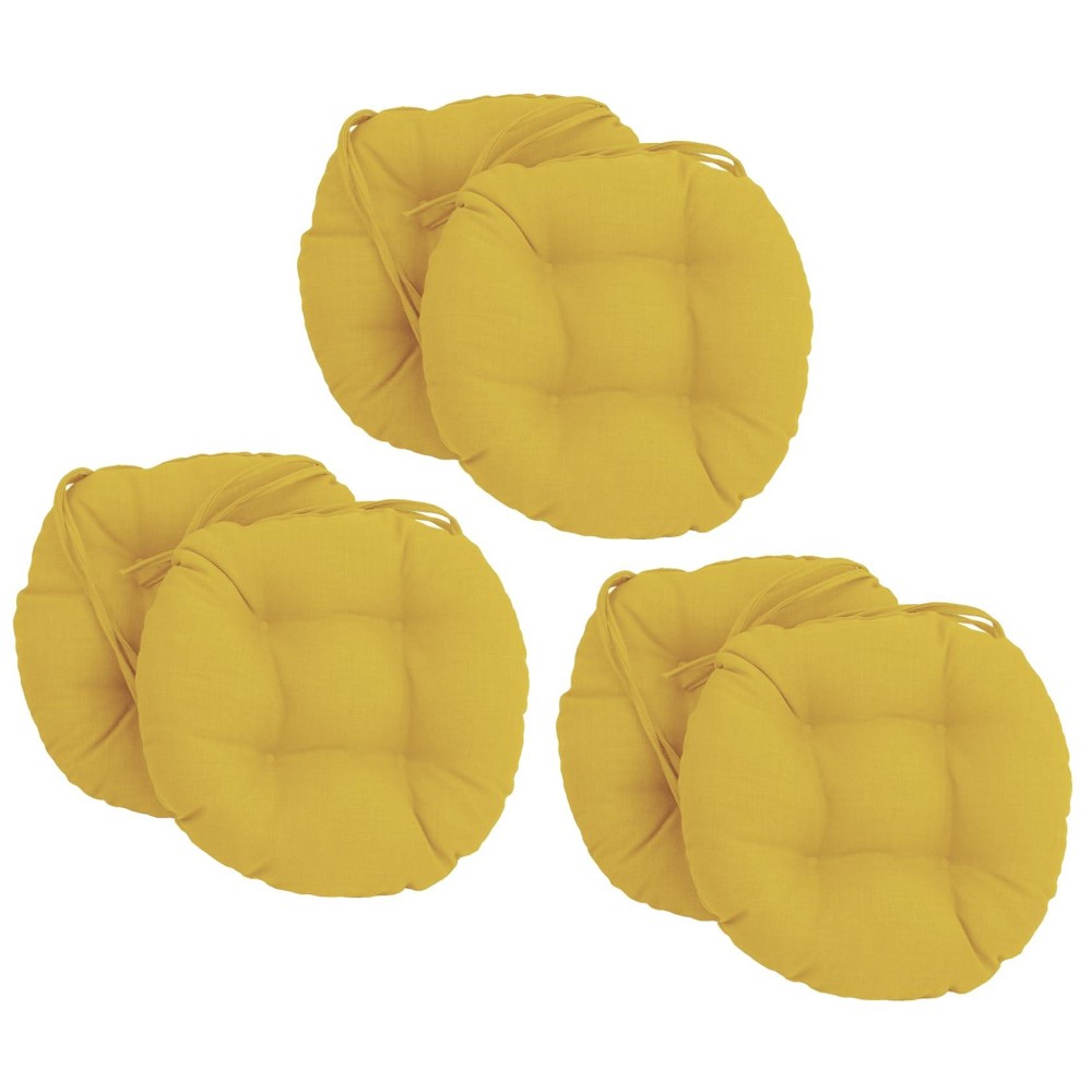 Blazing Needles 16-Inch Solid Round Tufted Outdoor Chair Cushion, 16 X 16, Lemon 6 Count