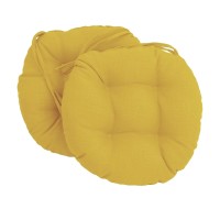Blazing Needles 16-Inch Solid Round Tufted Outdoor Chair Cushion, 16 X 16, Lemon 6 Count