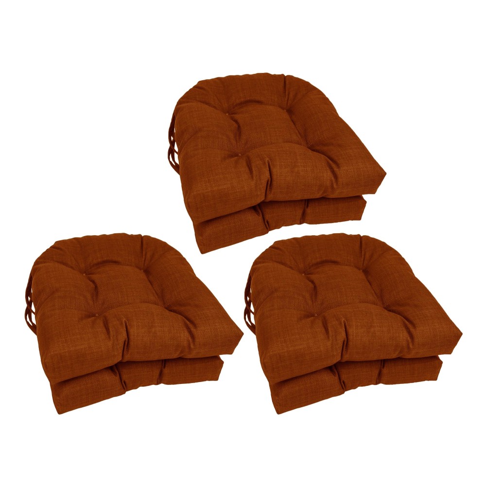 Blazing Needles 16-Inch Solid Rounded Back Tufted Outdoor Chair Cushion, 16 X 16, Cinnamon 6 Count