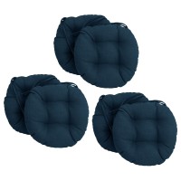 Blazing Needles 16-Inch Solid Round Tufted Outdoor Chair Cushion, 16 X 16, Sea Blue 6 Count