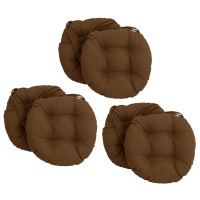 Blazing Needles 16-Inch Solid Round Tufted Outdoor Chair Cushion, 16 X 16, Mocha 6 Count