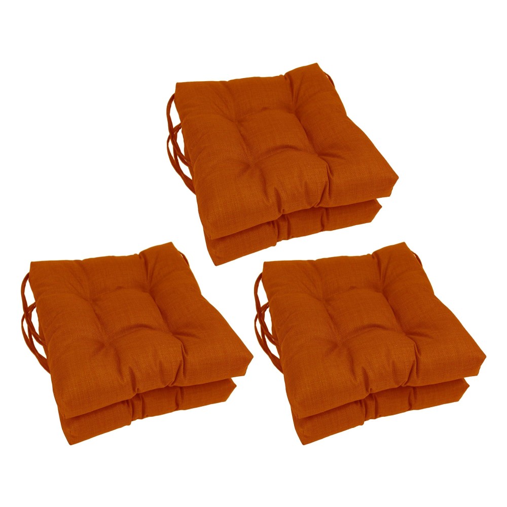 Blazing Needles 16-Inch Solid Square Tufted Outdoor Chair Cushion, 16 X 16, Cinnamon 6 Count