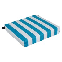 Blazing Needles Square Outdoor Chair Cushion, 20 X 19, Classic Stripe Turquoise