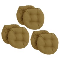 Blazing Needles 16-Inch Solid Round Tufted Outdoor Chair Cushion, 16 X 16, Wheat 6 Count