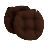 Blazing Needles 16-Inch Solid Round Tufted Outdoor Chair Cushion, 16 X 16, Cocoa 6 Count