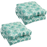 Blazing Needles 16-Inch Square Tufted Outdoor Chair Cushion, 16 X 16, Elipse Pool 4 Count