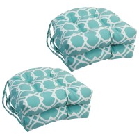 Blazing Needles 16-Inch Rounded Back Tufted Outdoor Chair Cushion, 16 X 16, Elipse Pool 4 Count