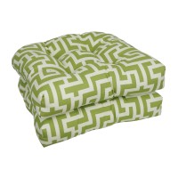 Blazing Needles Rounded Back Tufted Outdoor Chair Cushion, 19 X 19, Keyes Kiwi 2 Count