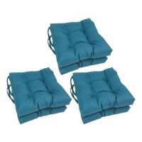 Blazing Needles 16-Inch Solid Square Tufted Outdoor Chair Cushion, 16 X 16, Sea Blue 6 Count