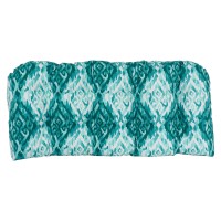 Blazing Needles Rounded Back Tufted Outdoor Loveseat Cushion, 42 X 19, Lakat Peacock