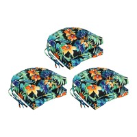 Blazing Needles 16-Inch Rounded Back Tufted Outdoor Chair Cushion, 16 X 16, Beachcrest Caviar 6 Count