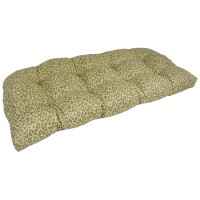 Blazing Needles Rounded Back Tufted Outdoor Loveseat Cushion, 42 X 19, Little Green Leopard