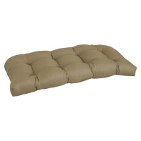 Blazing Needles Rounded Back Tufted Premium Woven Outdoor Loveseat Cushion, 42 X 19, Newfound Caf