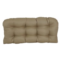 Blazing Needles Rounded Back Tufted Premium Woven Outdoor Loveseat Cushion, 42 X 19, Newfound Caf