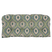 Blazing Needles Rounded Back Tufted Outdoor Loveseat Cushion, 42 X 19, Jasmina Juniper