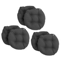 Blazing Needles 16-Inch Solid Round Tufted Outdoor Chair Cushion, 16 X 16, Cool Gray 6 Count