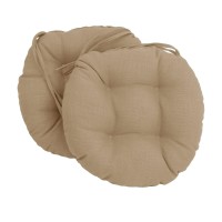 Blazing Needles 16-Inch Solid Round Tufted Outdoor Chair Cushion, 16 X 16, Sandstone 6 Count