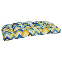 Blazing Needles Rounded Back Tufted Outdoor Loveseat Cushion, 42 X 19, Resort Cornsilk